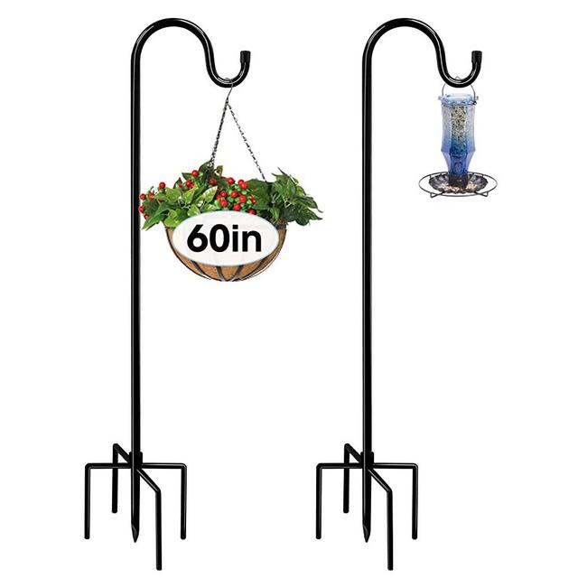 Avery Garden 60inch Shepherds Hook with 5 Prong Base for Outside Bird Feeders (2 Pack), Heavy Duty Metal Shepherds Hooks for Outdoor, Garden Hooks for Wedding Christmas Decor, Solar Lights,Wine Chimes