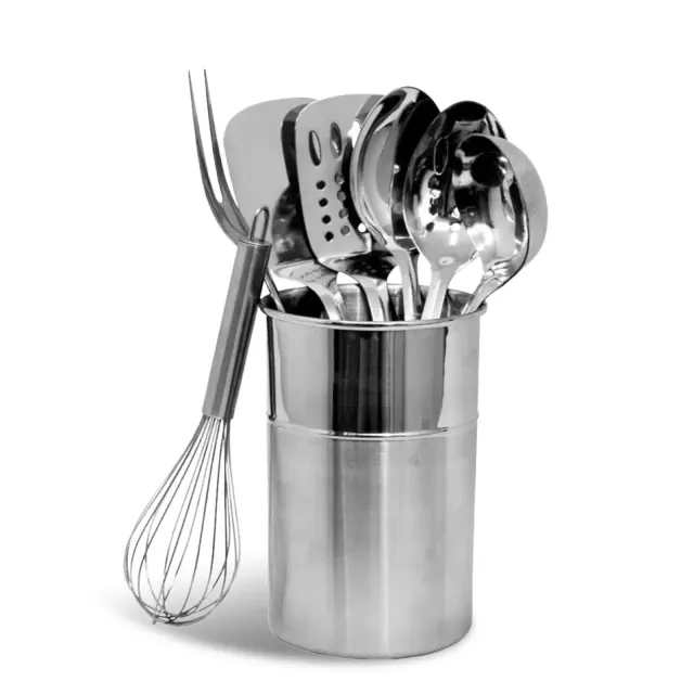 Chef Craft 8-Piece Stainless Steel Kitchen Utensils Set with Utensil Holder 1 Set