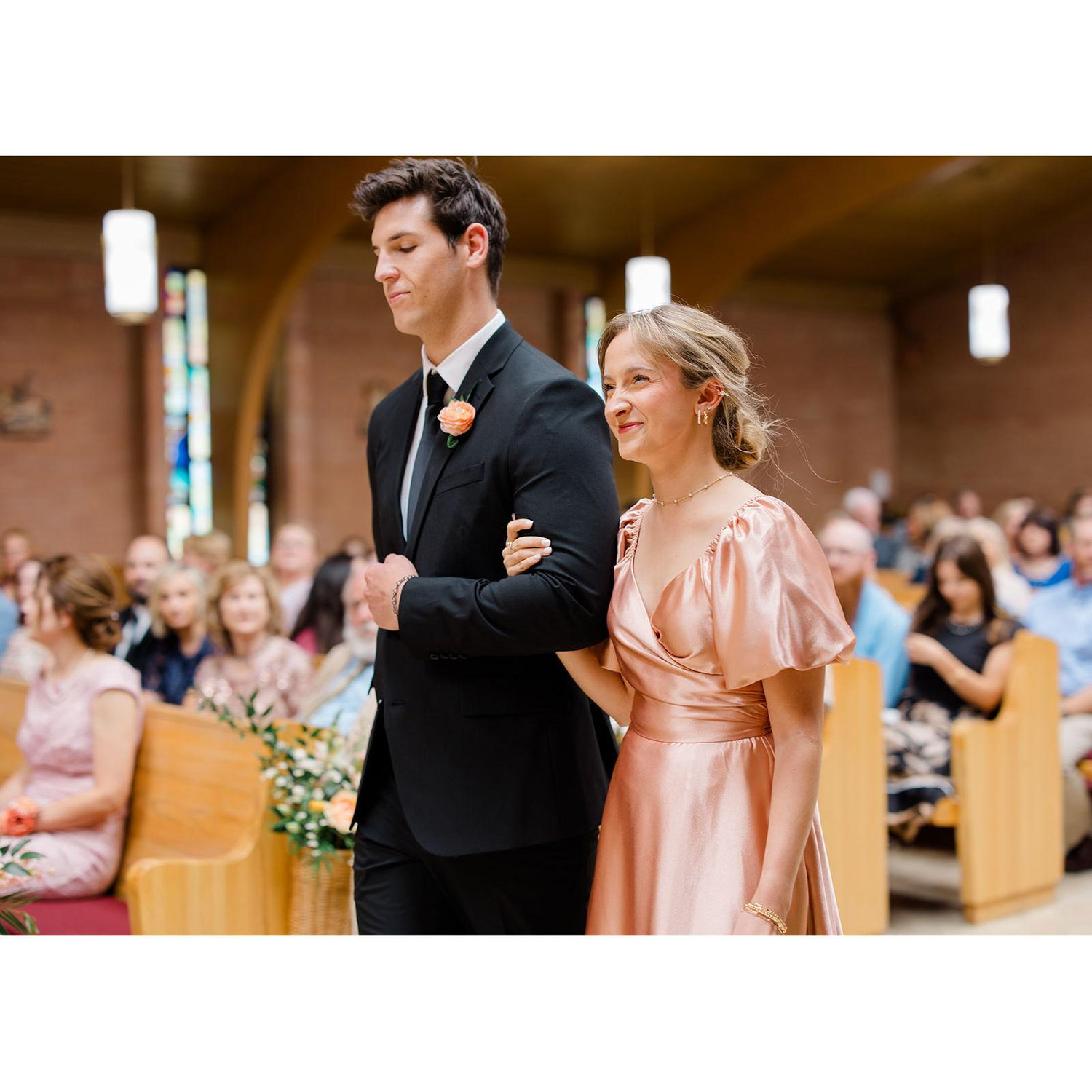 We were both in Michael and Olivia Price's wedding party and got to walk down the aisle together!