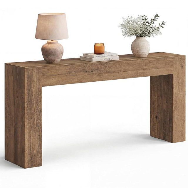 VASAGLE Entryway Table, Long Console Table, Thick Tabletop, Farmhouse Style, for Hallway, Behind the Couch, Living Room, Foyer, Easy Assembly, 11.8 x 63 x 31.5 Inches, Honey Brown ULNT147KB01S