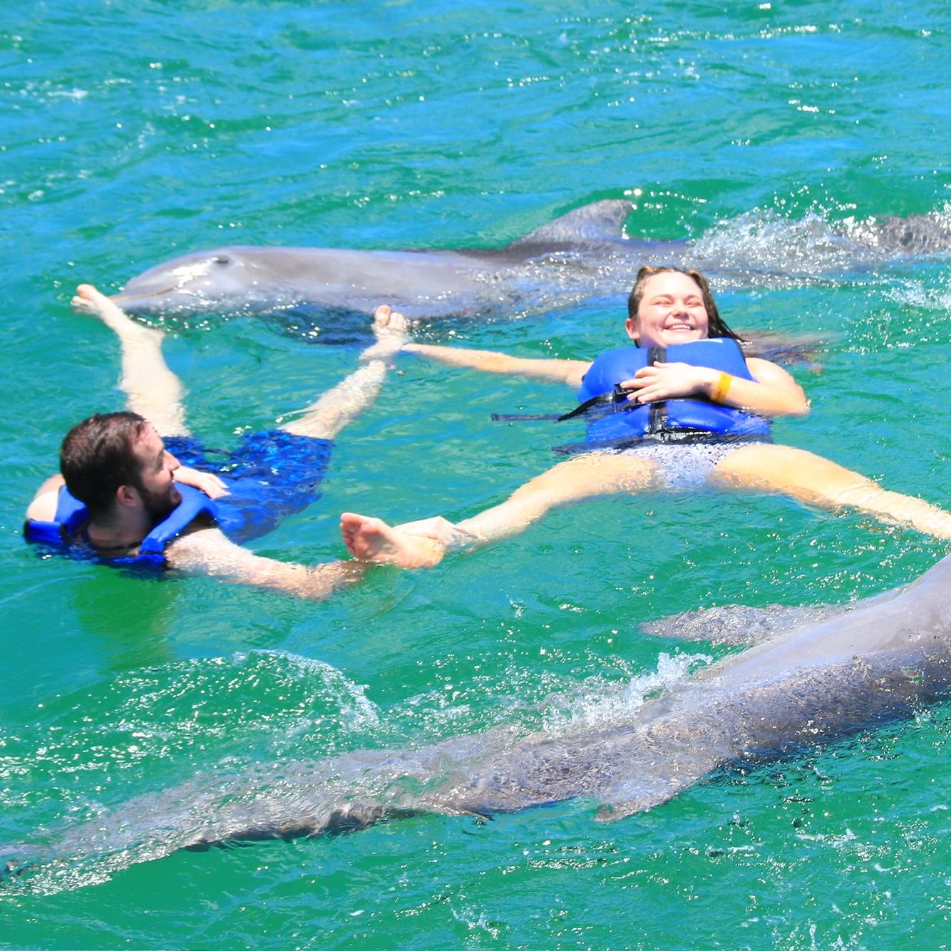 Fun fact: Matt & Sarah’s childhood dream were to be marine biologist.
They got to cross swimming with dolphins off their bucket list for the first time together 🐬