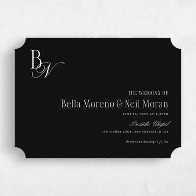 Black Ticket Wedding Invitation - Roscana Landscape