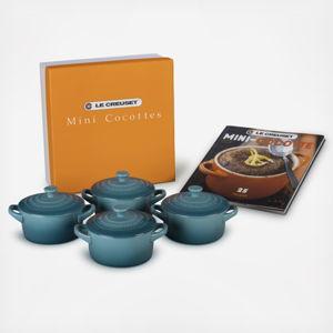 Le Creuset Set of 4 Mini Cocottes with Mini-Cocotte Cookbook | Bloomingdale's