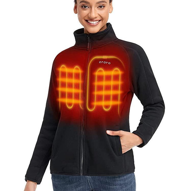 ORORO Women’s Heated Jacket-Full Zip Fleece Jacket with Battery Pack