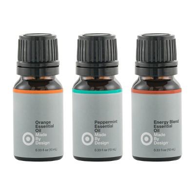 .33 fl oz 3pk Essential Oil Energizing Set Orange/Peppermint/Energy Blend - Made By Design&#8482;