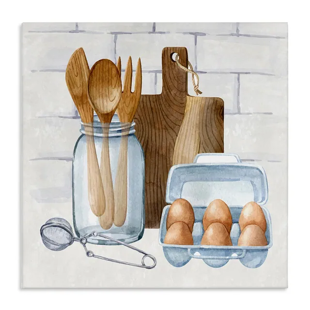 Stupell Industries Country Kitchen Utensils Canvas Art, 17" x 17", Made in USA, Ready for Hanging, By Nicole DeCamp
