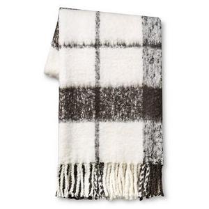 Gray Faux Mohair Plaid Throw Blanket (50"x60") - Threshold™