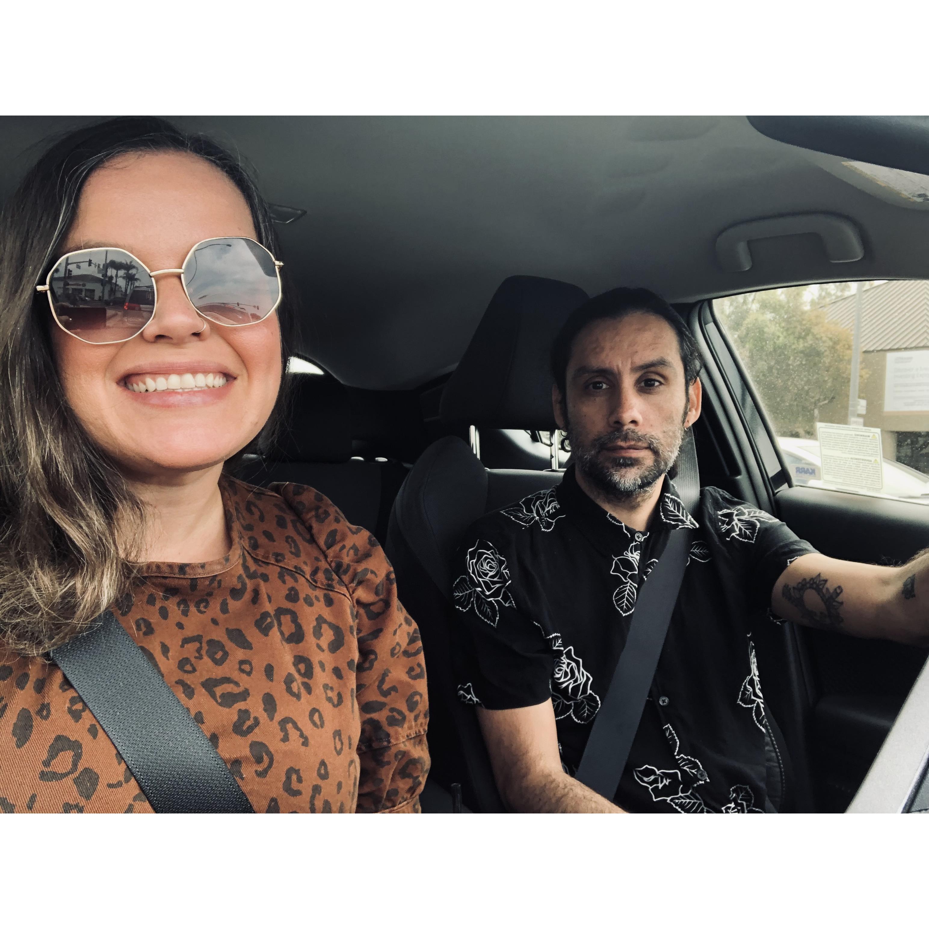 we take selfies in the car.