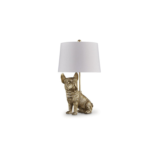 Signature Design by Ashley Wadeland Table Lamp, Gold Finish, 26" Tall, French Bulldog Base