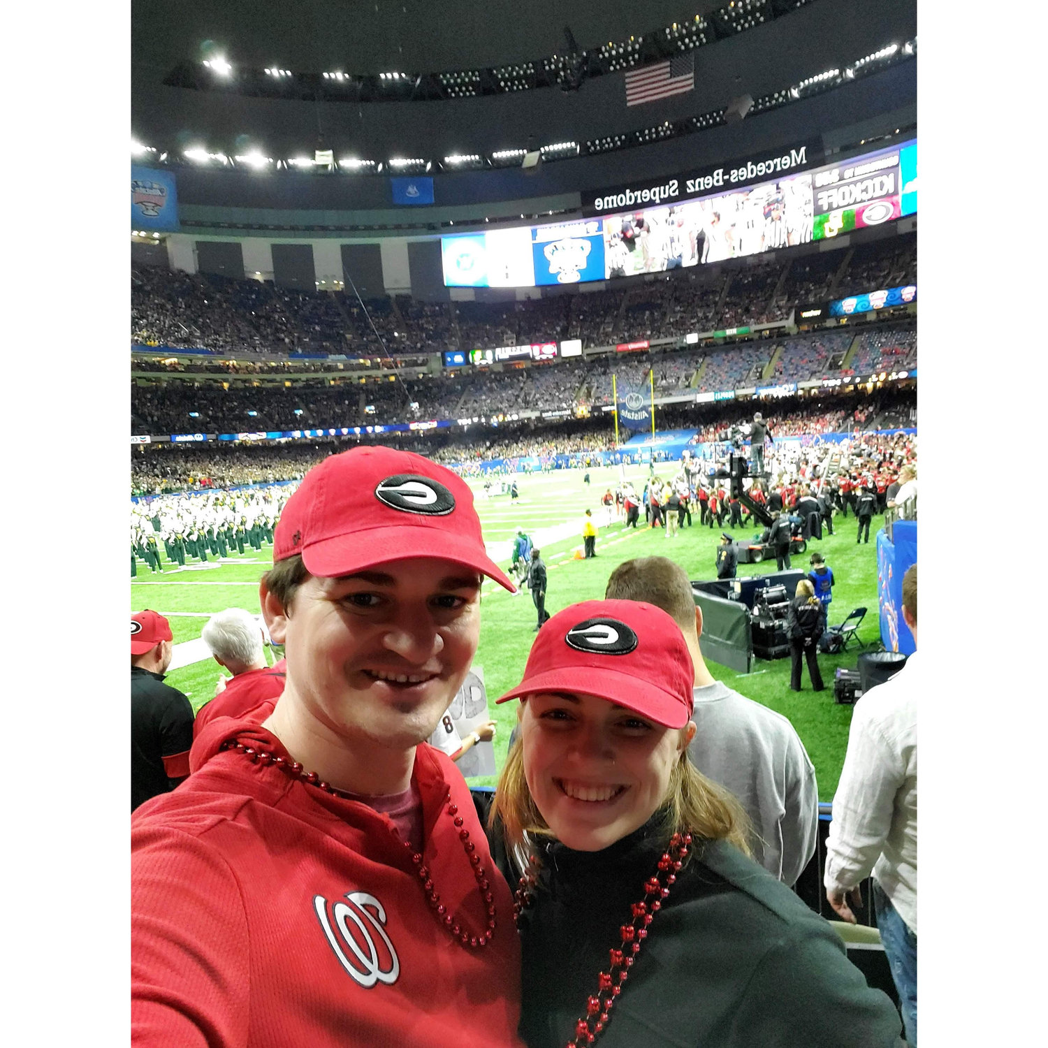 At the Sugar Bowl in New Orleans on NYE 2019 to see Georgia take on Baylor. Go Dawgs!