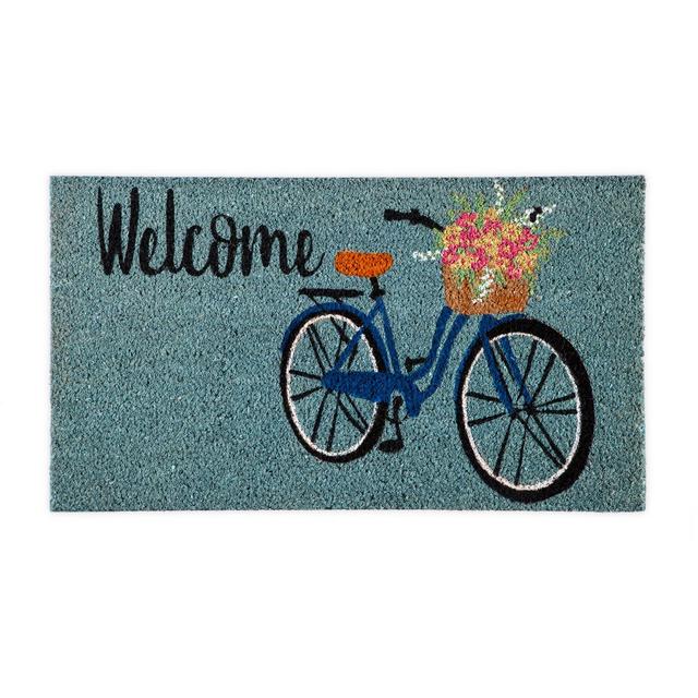 Evergreen Insert Welcome Bike 16-Inch x 28-Inch Door Mat in Teal