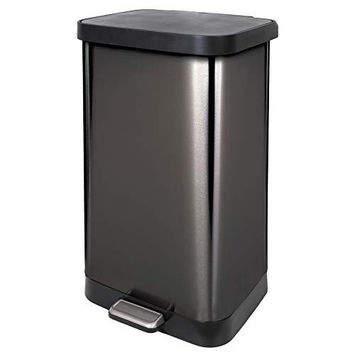 GLAD 20 Gallon / 75.5 Liter Extra Capacity Stainless Steel Step Trash Can with CloroxTM Odor Protection, Pewter