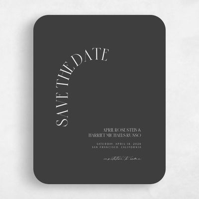 Grey Rounded Wedding Save the Date - Andes Portrait