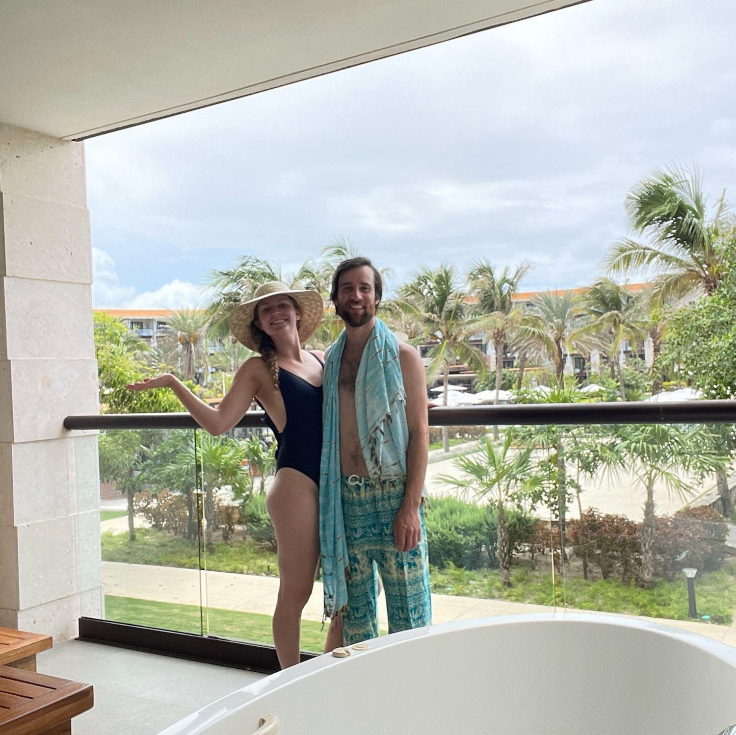 At Hunter & Jennifer's wedding in Riviera Maya, Mexico, we had a bathtub on the balcony!