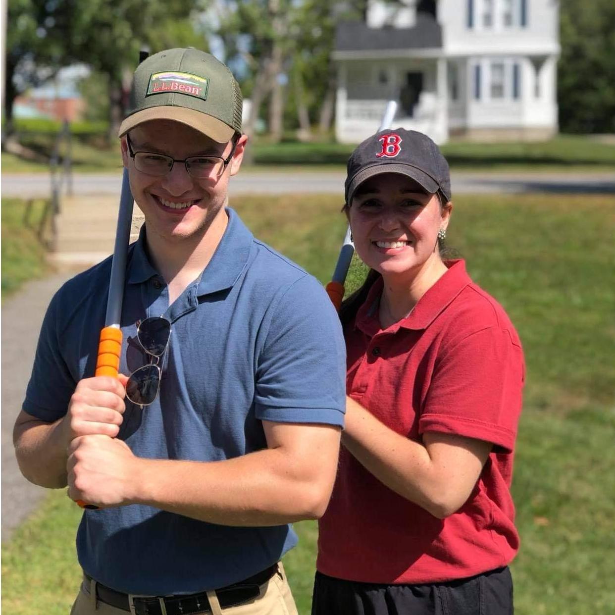 Golf tournament at the Newman Center, Chris and Maegan tried to dress for success