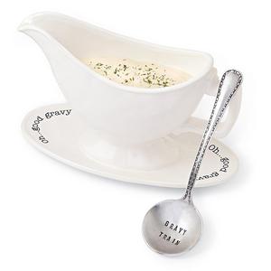 Mud Pie 4831006 Circa Gravy Boat Set, White