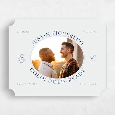 Grey Ticket Wedding Save the Date - Cortona Landscape