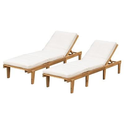 Ariana 2pk Acacia Wood Chaise Lounge - Christopher Knight Home
