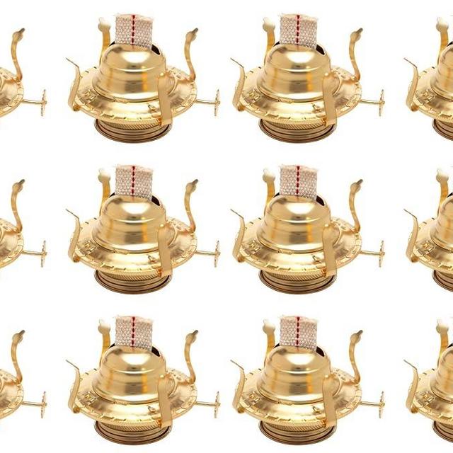 Creative Hobbies Brass Plated Oil Burner with Cotton Wick - Replacement for Antique Kerosene Lamps | 12 Pack