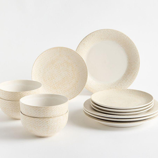Elena Stoneware 12-Piece Dinnerware Set - Ivory