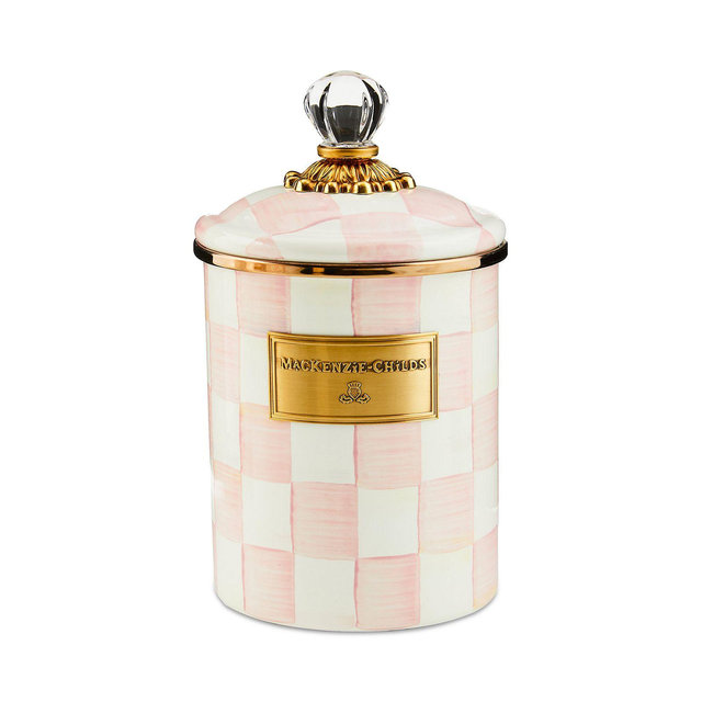Mackenzie-Childs Rosy Check Enamel Canister, Medium