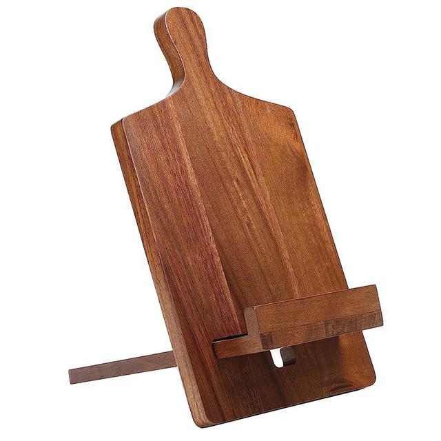 BIRDROCK HOME Wooden Cookbook Tablet Stand for The Kitchen Counter | Natural Acacia Wood | Cooking Recipe Holder | Multi-Purpose | Cord Hole | Easy Assembly