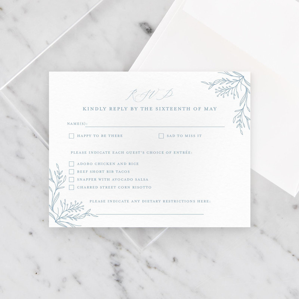 Bellevue Portrait | Dusty Blue | Zola Wedding Invitations