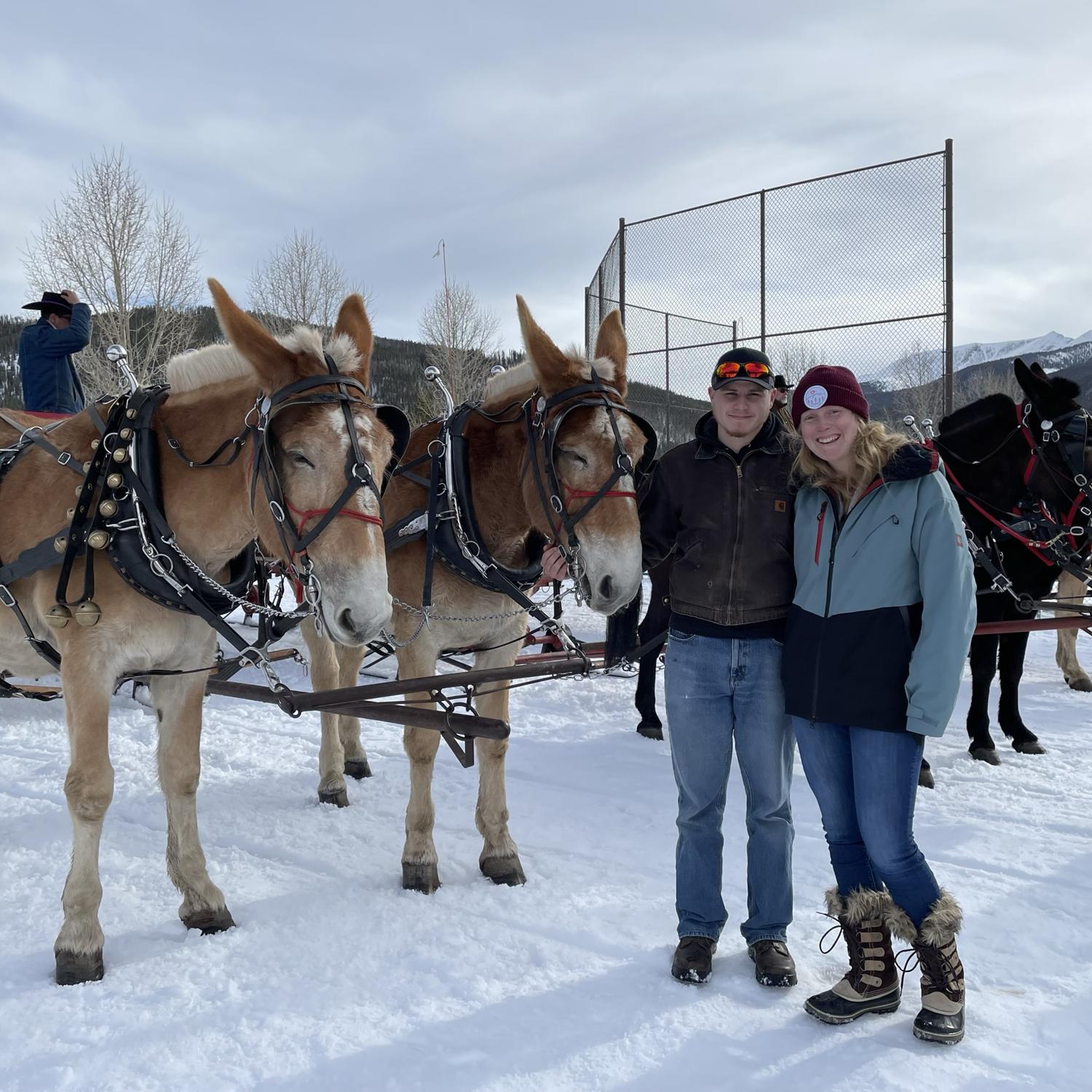 Our sleigh ride to dinner, a unique outing while Andrew was visiting Katie in Colorado. March 2023