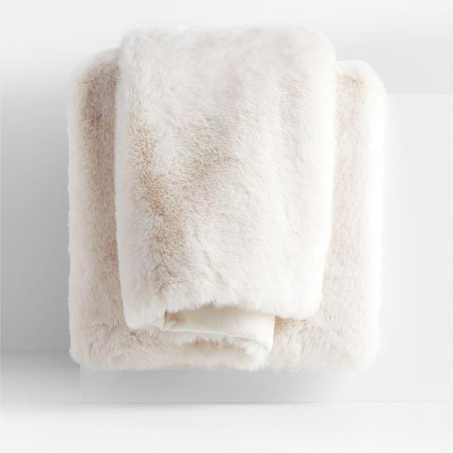 Ivory 70"x55" Faux Fur Throw Blanket