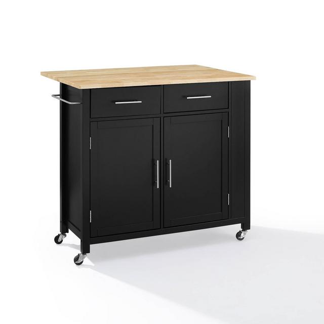 Savannah Wood Top Drop Leaf Kitchen Island/Cart Black - Crosley