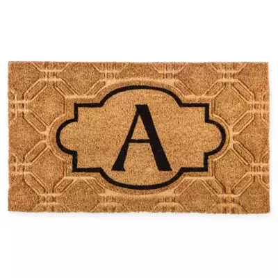 Evergreen Embossed Flocked Monogram Letter "G" Door Mat Insert in Black