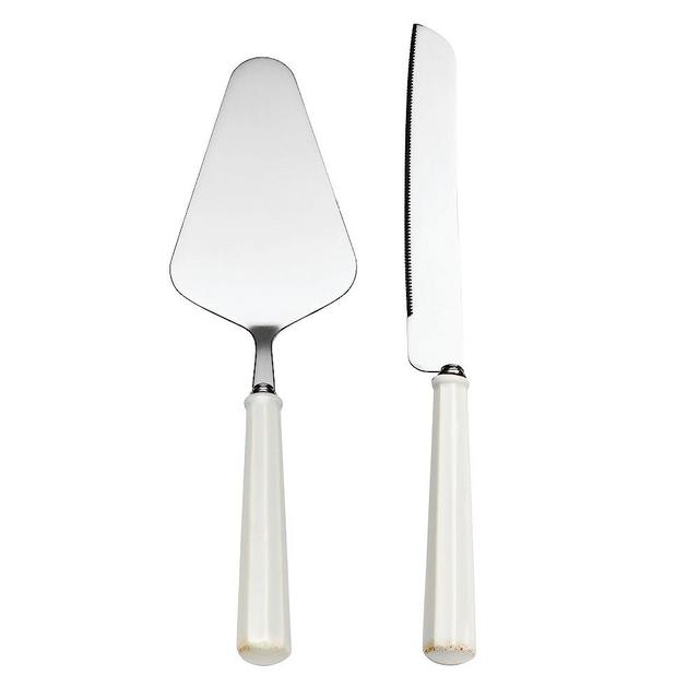 Lenox French Perle Scallop 2-Piece Dessert Set, 2 Count, White
