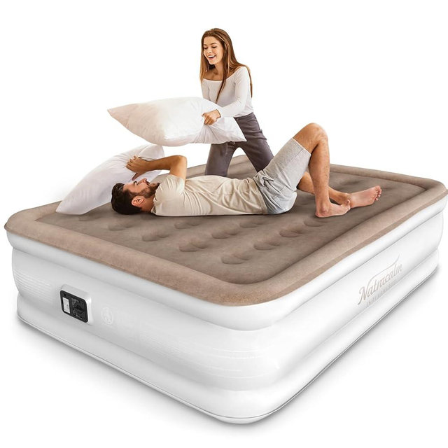 NatraCalm Queen Air Mattress with Built in Pump, Upgraded Inflatable Blow up Mattress for Home and Temporary Guest Bed, Comfort and Portable Air Bed Queen Size, colchon inflable, 650 lbs Max