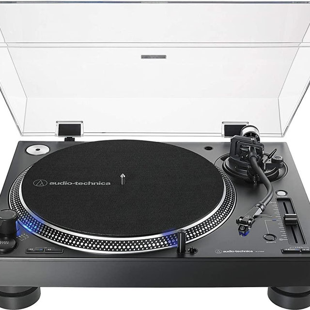 Audio-Technica AT-LP140XP-BK Direct-Drive Professional DJ Turntable, Black, Hi-Fi, Fully Manual, 3 Speed, High Torque Motor