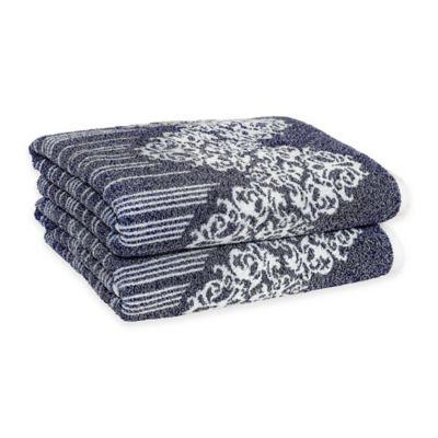 Linum Home Textiles Gioia Turkish Cotton Bath Towels in Ocean Blue (Set of 2)