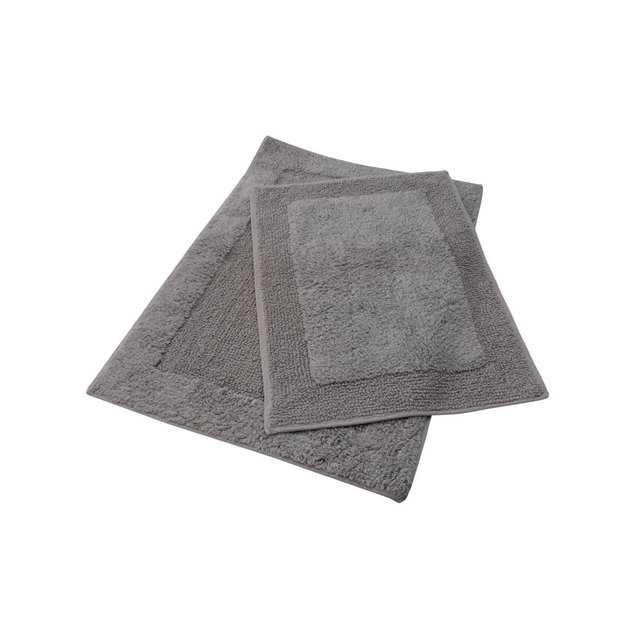 Moda at Home 2pc 20"x30" and 17"x24" Brighton Bath Rugs Gray : Microfiber, Machine Washable, Non-Slip Backing