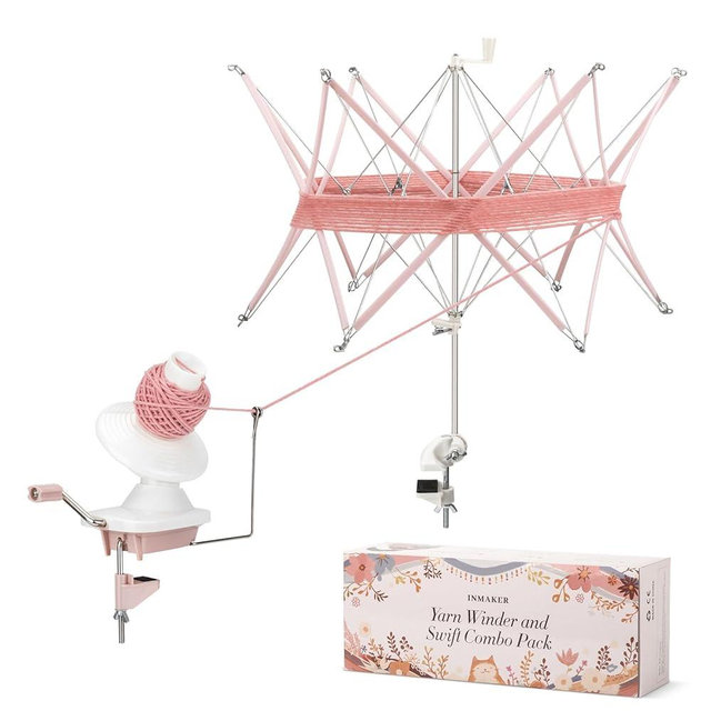 INMAKER Yarn Winder and Swift, Ball Winder and Swift Combo for Crocheting & Knitting, Quick Install Yarn Spinner, Essential Tool for Crafting Enthusiasts