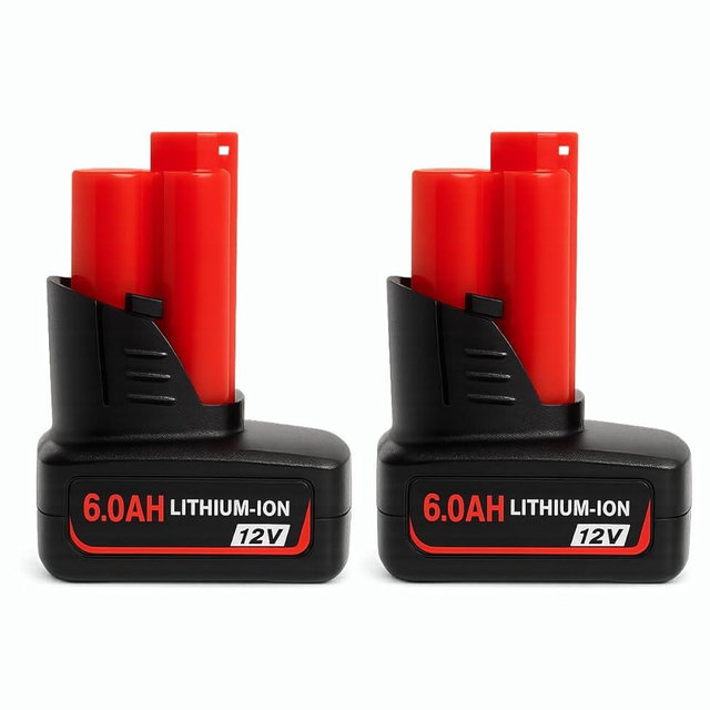 VOLT1799 2-Pack 6.0Ah 12V M-12 Batteries Replacement for Mliwaukee M12 Battery, Compatible with Milwaukee 12V Cordless Power Tools