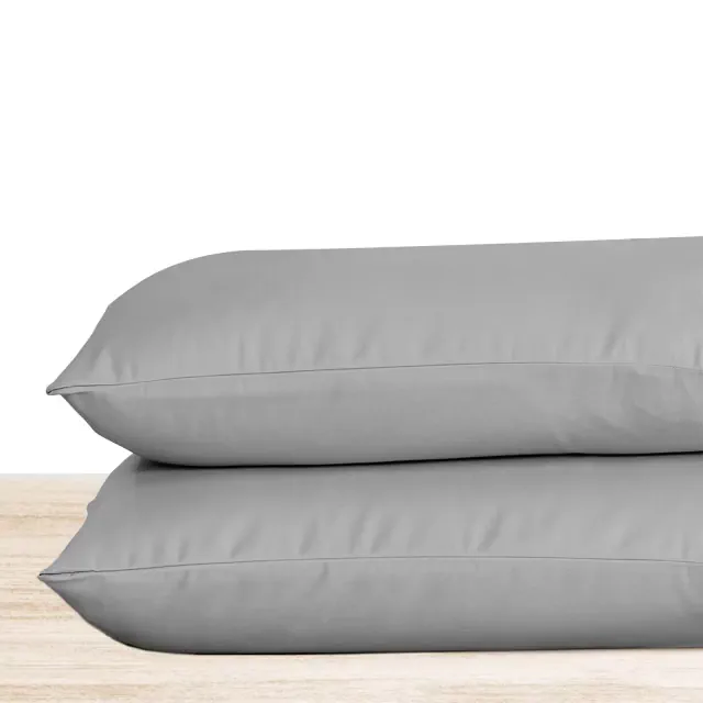 Luxury 600 Thread Count Pillowcases - 100% Cotton Sateen, Soft, Cool & Breathable by California Design Den - Light Gray, King Pillowcases