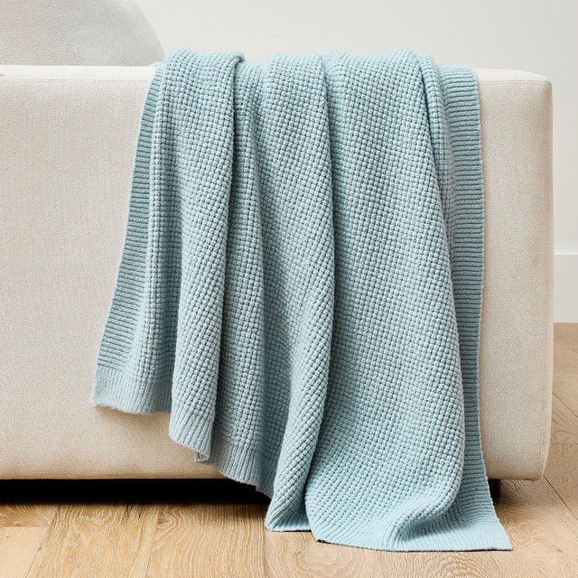 Renata Waffle Knit Throw, Chambray, 50" x 60"