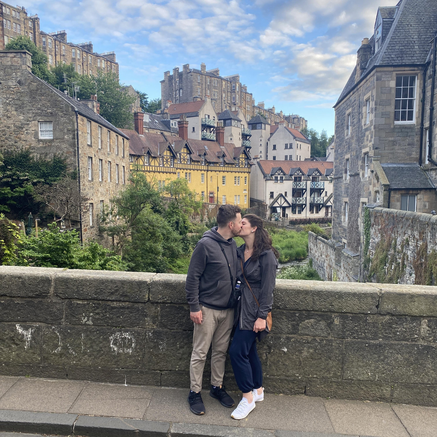 Shared a kiss in dreamy Dean Village (Edinburgh, Scotland)