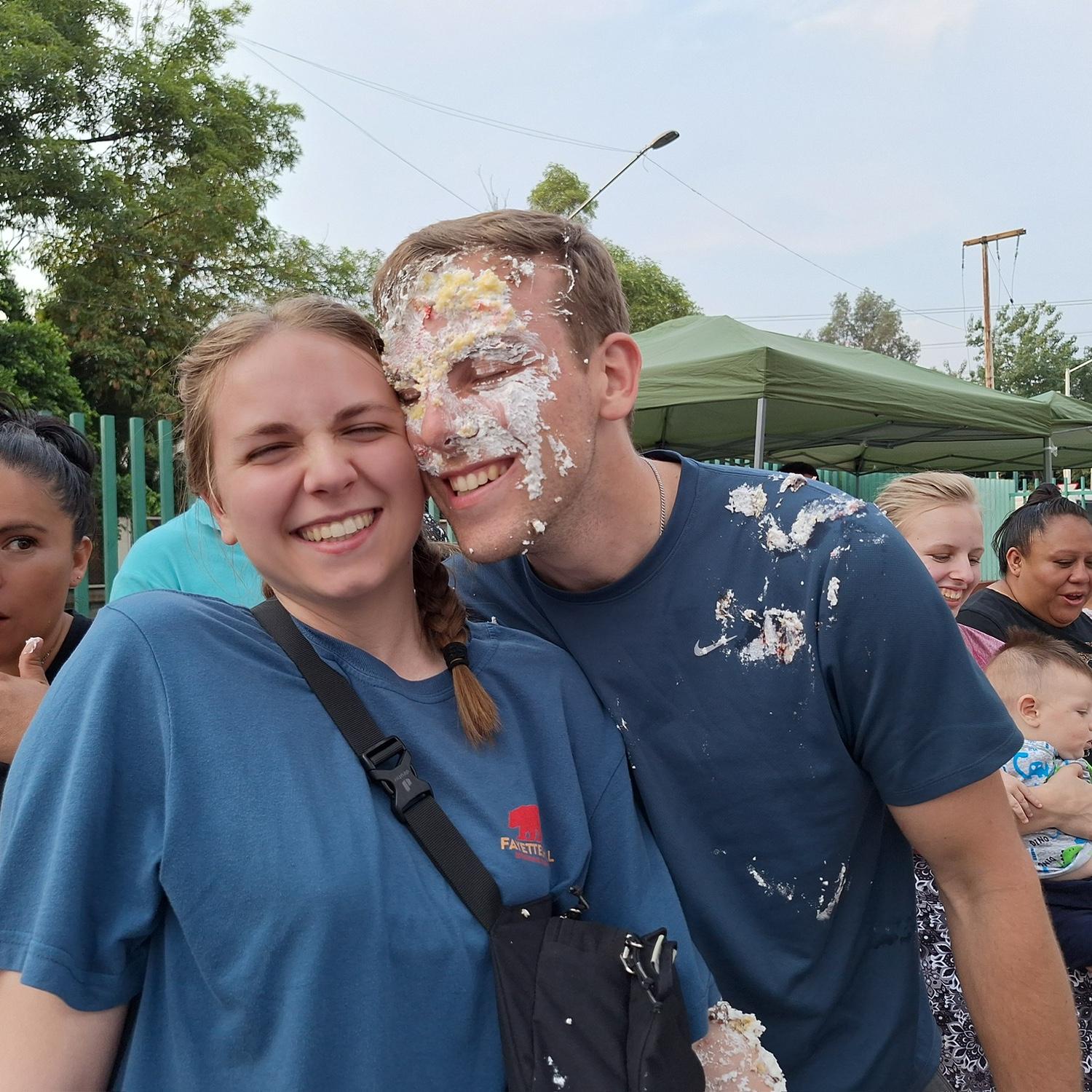At a birthday party in Mexico City, right after Matthew was hit in the face with cake.