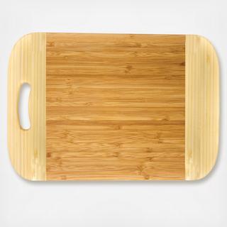 Bamboo Rectangular Handled Cutting Board Two-tone