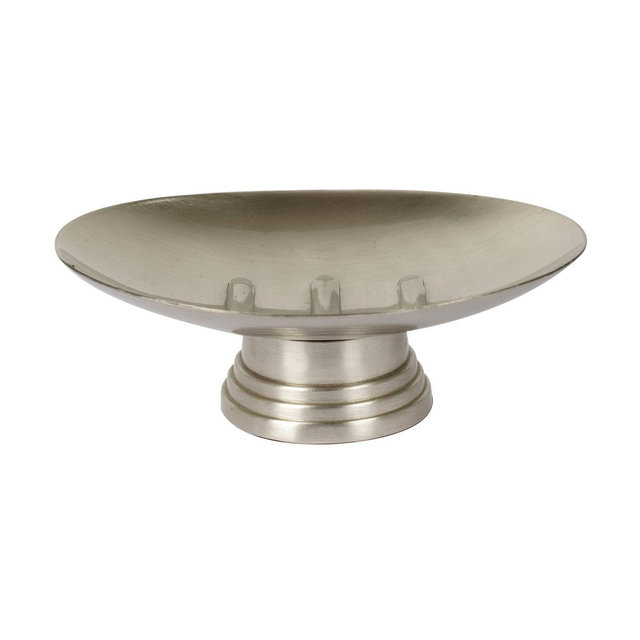 Dual Ridge Collection Soap Dish Holder - Nu Steel: Metallic Pewter Bathroom Accessory, Spot Clean