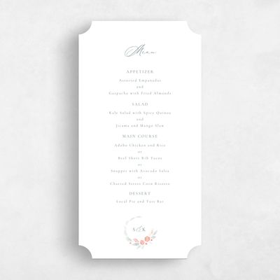 White Ticket Wedding Menu - Arlington