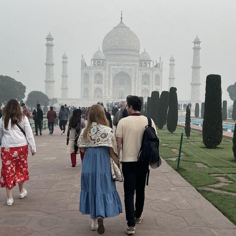 Taj Mahal with our wacky tour guide/photographer.