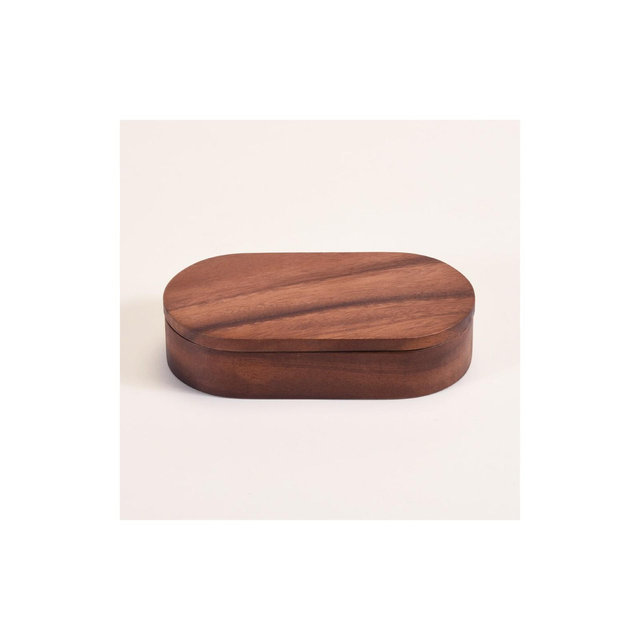 Kalmar Home Solid Acacia Salt & Pepper Pinch Pot w/ Cover
