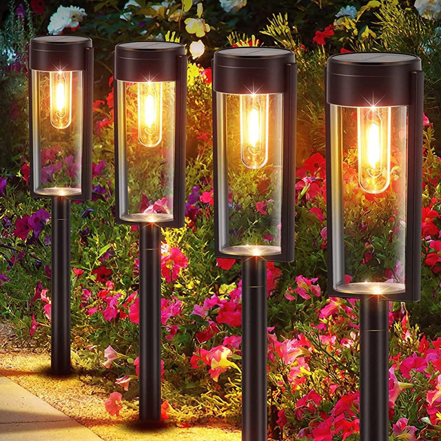 LETMY Solar Pathway Lights Outdoor, New Upgraded 8 Pack Solar Outdoor Lights, IP65 Waterproof Auto On/Off Solar Garden Lights Solar Powered Landscape Path Lights for Yard Lawn Patio Walkway Driveway