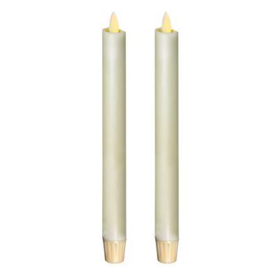 Luminara® Real-Flame Effect 8-Inch Battery Operated Taper Candles in Ivory (Set of 2)