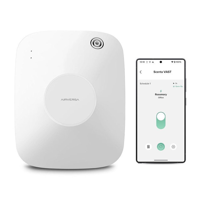 Airversa Smart Waterless Essential Oil Diffuser Scent Air Machine with 12A1V Power Adapter for Large Rooms Spaces Home and Commercial Use, Up to 2000 sq ft 400 mL Capacity Scent Diffuser, White ANA